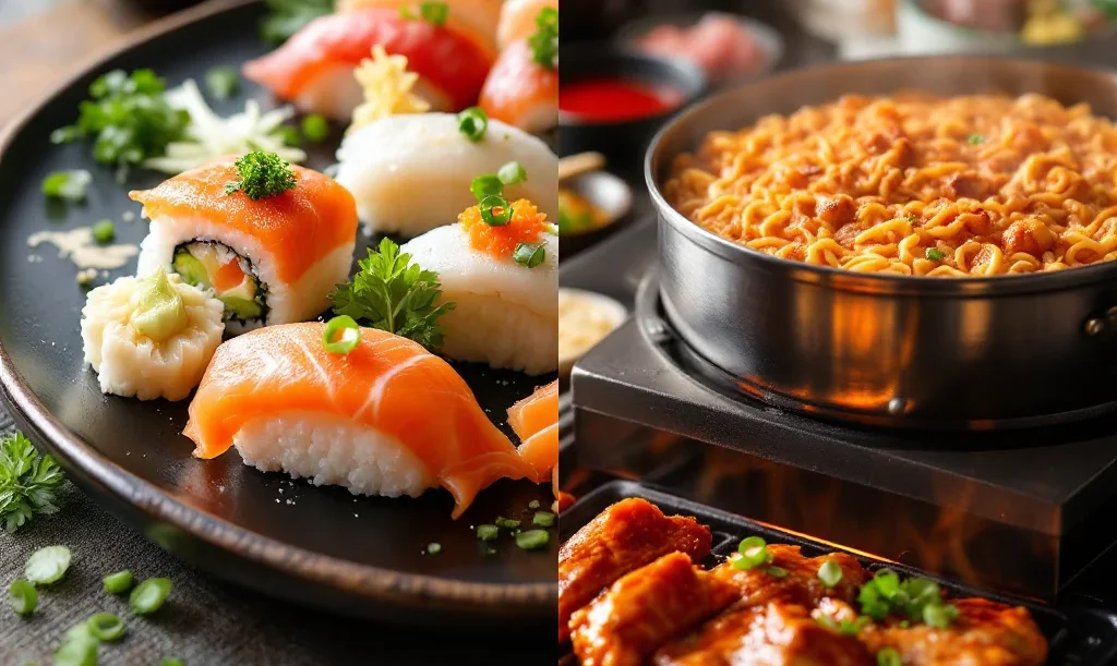 apanese Sushi vs. Korean Street Food